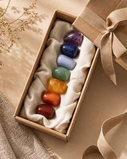 Coffret de sept pierres roulées aux couleurs des chakras | Source Sacrée