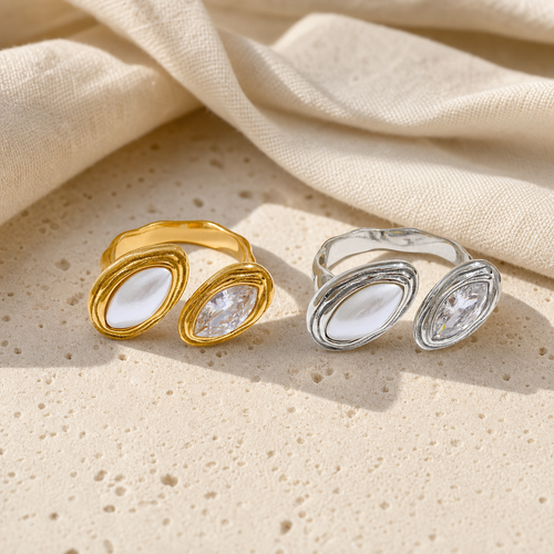 Bague Nacre Toi et Moi — photographie produit premium