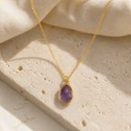 Collier Pendentif Pierre Naturelle Sertie sur Chaîne Fine — vue produit premium