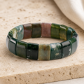 Bracelet Homme Agate Indienne — Perles Plates 10 mm — photographie produit premium