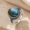 Bague Labradorite Femme Ovale, Argent 925 et Reflets Bleus — vue produit premium
