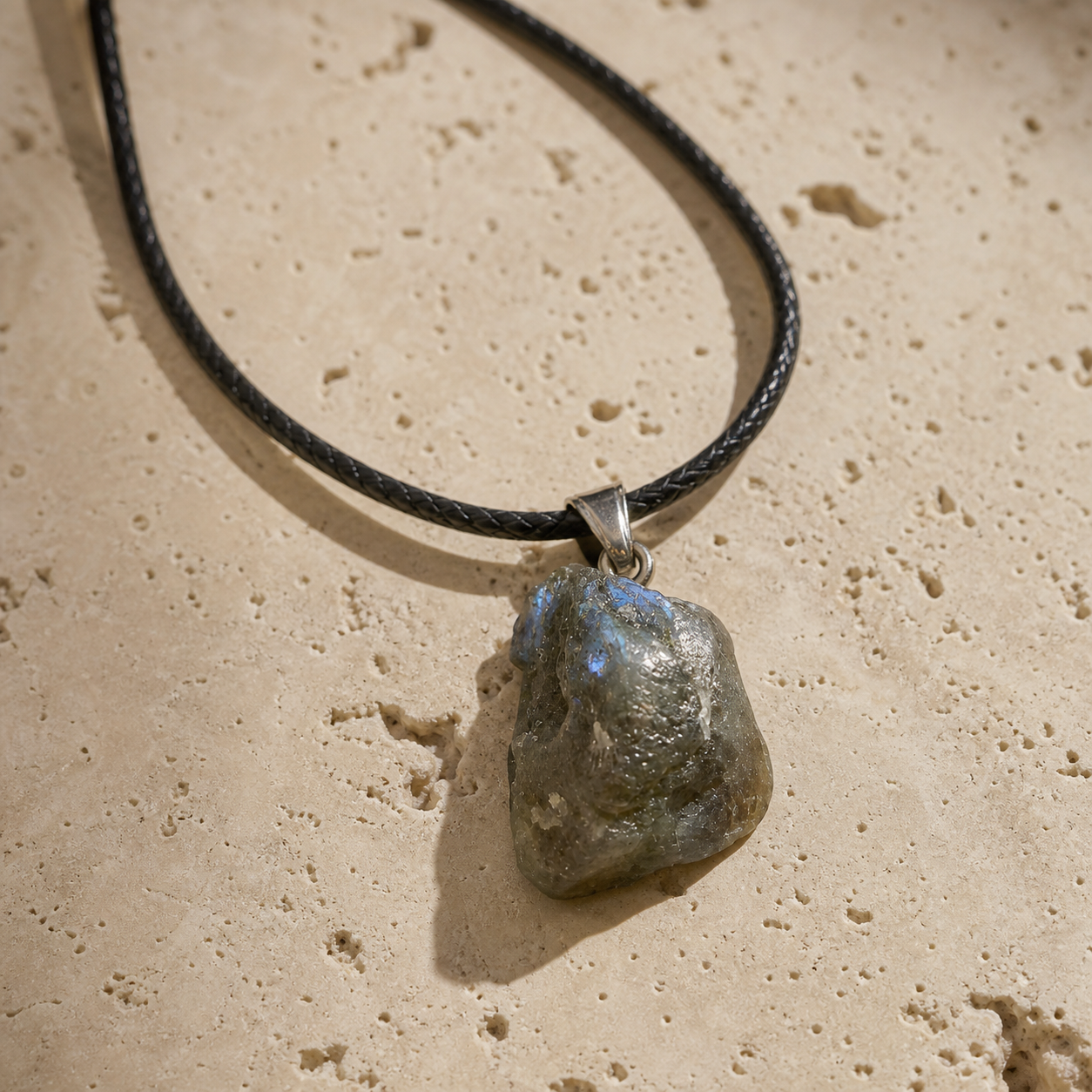 Pendentif Pierre Brute - Labradorite — photographie produit premium
