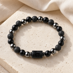 Bracelet Signe Astrologique Taureau — Lave, Hématite et Onyx — vue produit premium