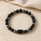 Bracelet Signe Astrologique Verseau — Lave, Hématite et Onyx — vue produit premium