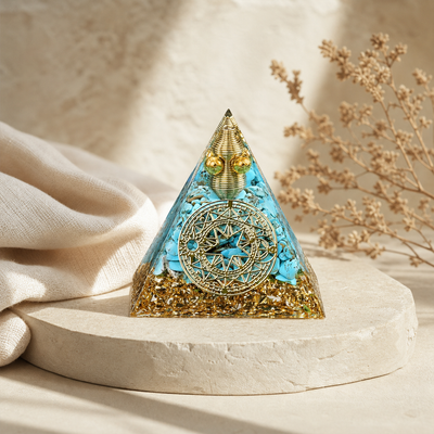 Pyramide Orgonite Arbre de Vie - Turquoise