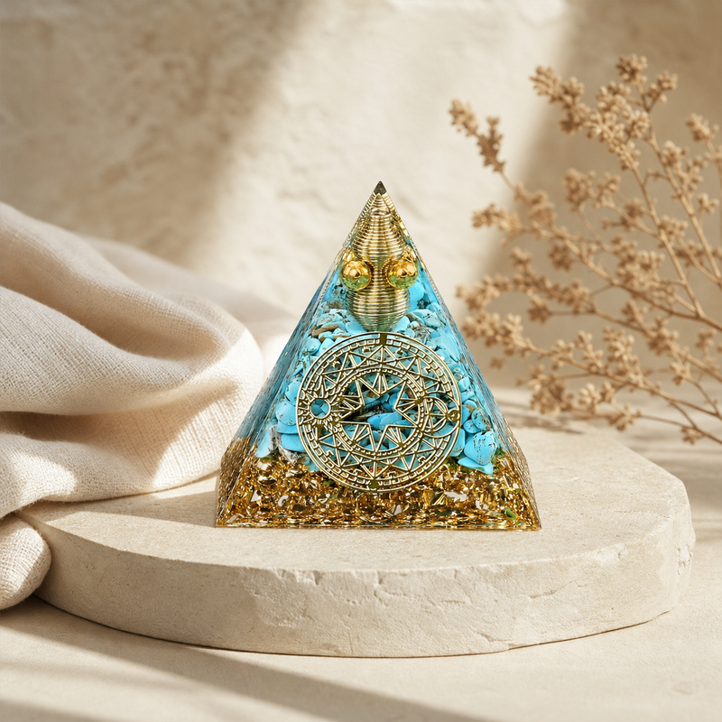 Pyramide Orgonite Arbre de Vie - Turquoise — photographie produit premium