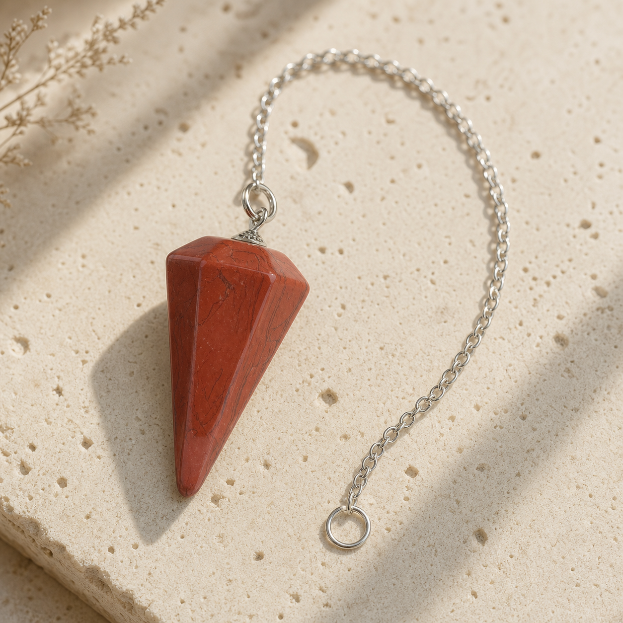 Pendule Radiesthesie - Jaspe Rouge — photographie produit premium