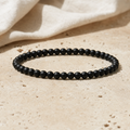 Bracelet Homme Onyx Noir — Perles 4 mm — photographie produit premium