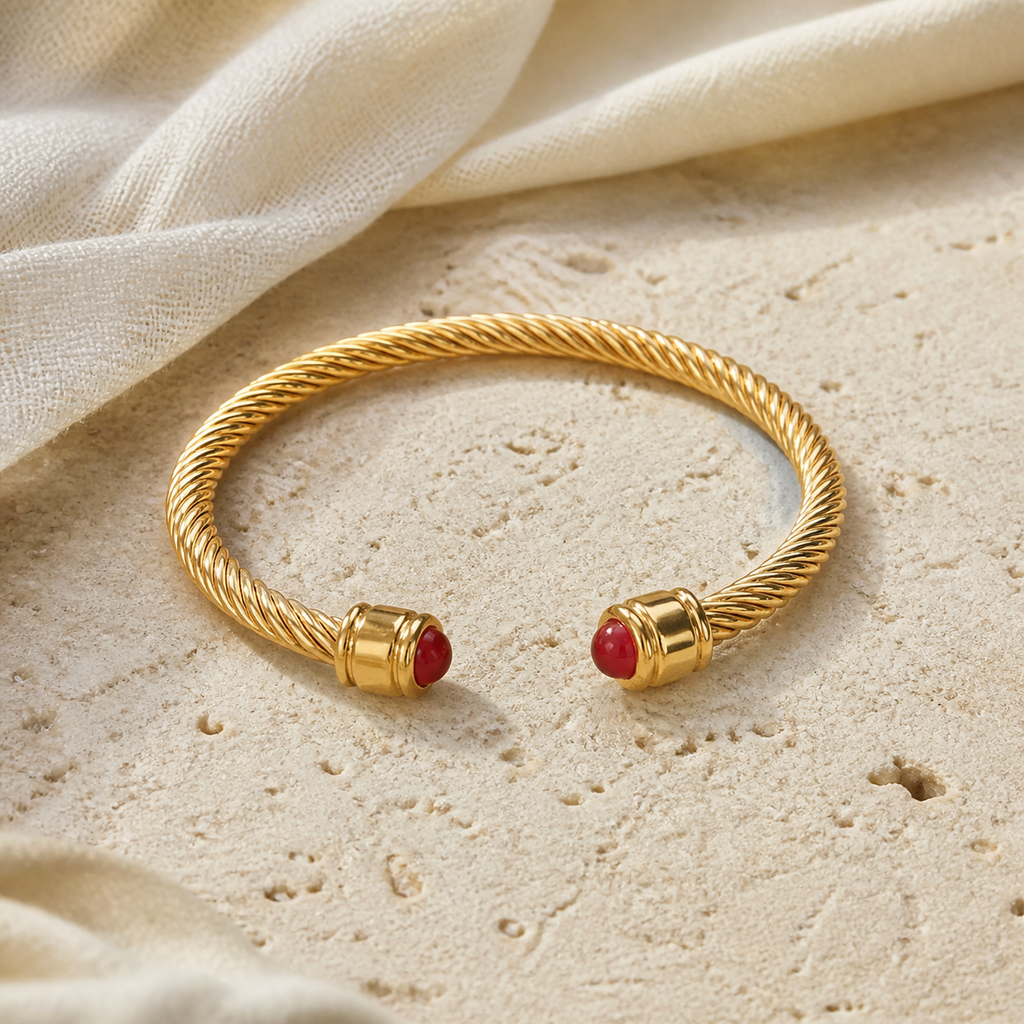 Bracelet Pierre de Naissance Juillet — Cornaline — photographie produit premium