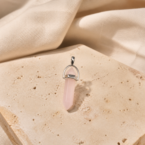 Pendentif Pointe - Quartz Rose — vue produit premium