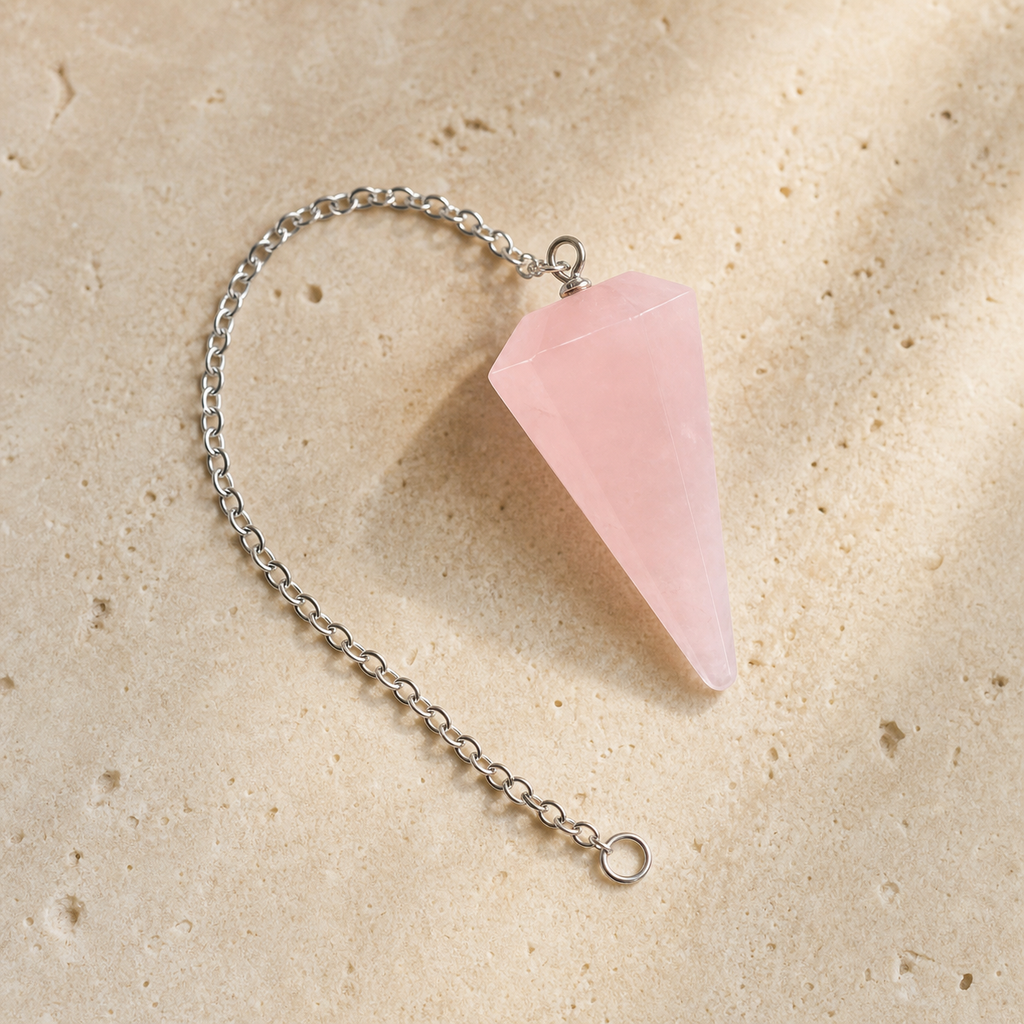 Pendule Radiesthesie - Quartz Rose — photographie produit premium