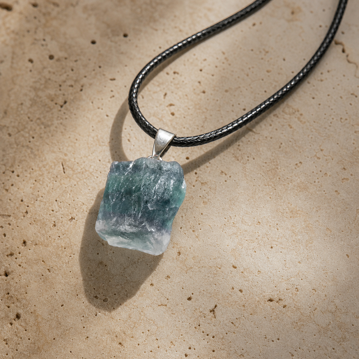 Pendentif Pierre Brute - Fluorite — photographie produit premium