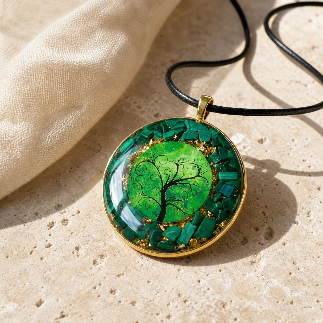Pendentif Orgonite Arbre de Vie - Chakra Vert — photographie produit premium