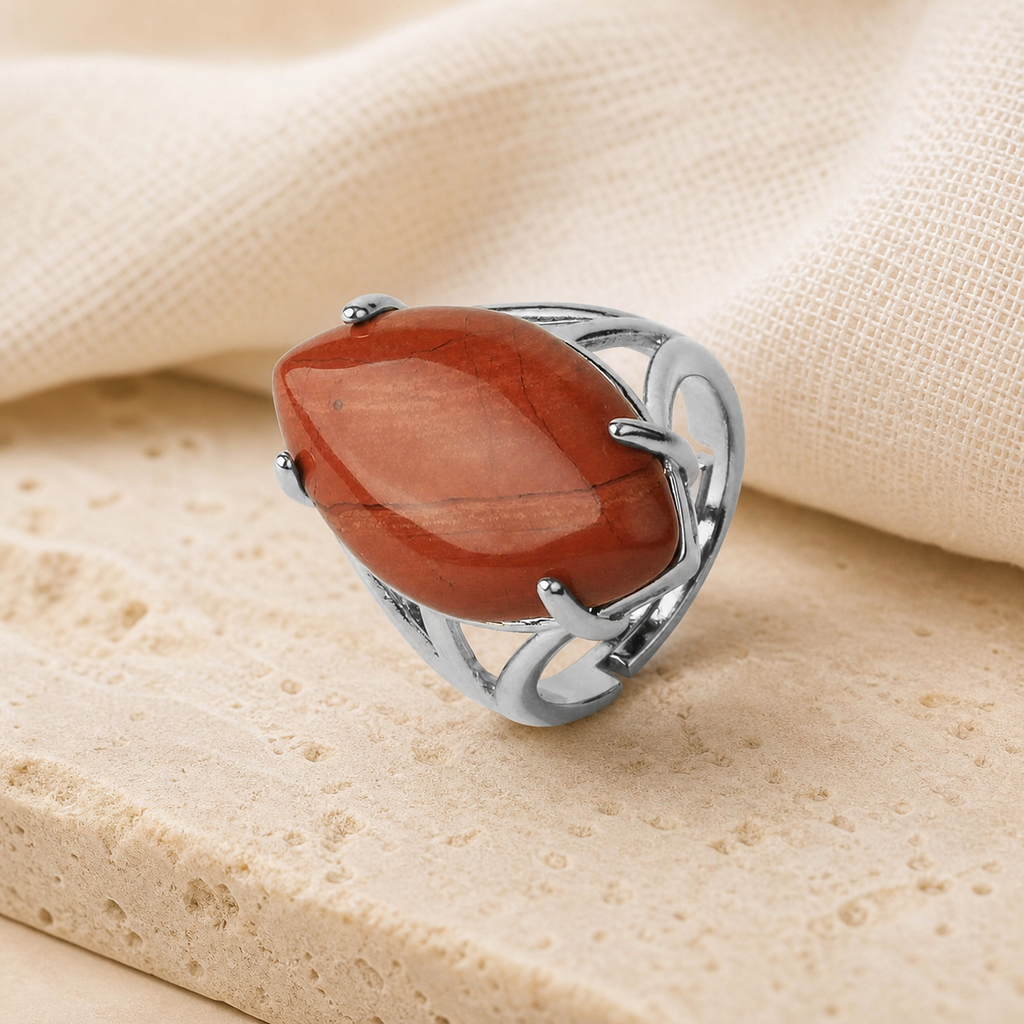 Bague Jaspe Rouge Réglable — photographie produit premium