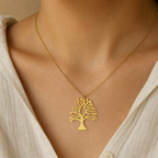 Collier Arbre de Vie Personnalisé 1 à 6 Prénoms en Acier — photographie produit premium