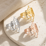 Bague Fleur de Lotus ajourée en acier inoxydable réglable — photographie produit premium