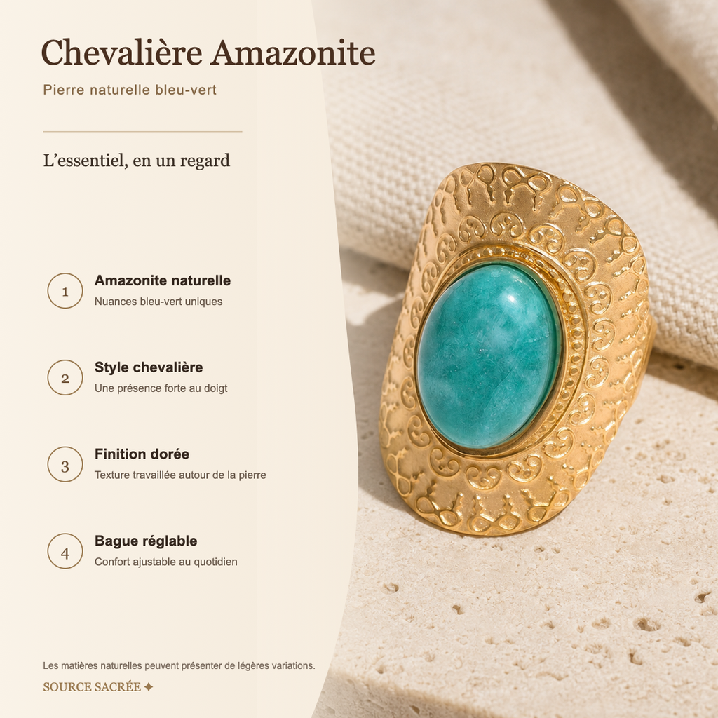 Bague Amazonite Chevalière — fiche descriptive