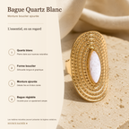 Bague Quartz Blanc Bouclier — fiche descriptive