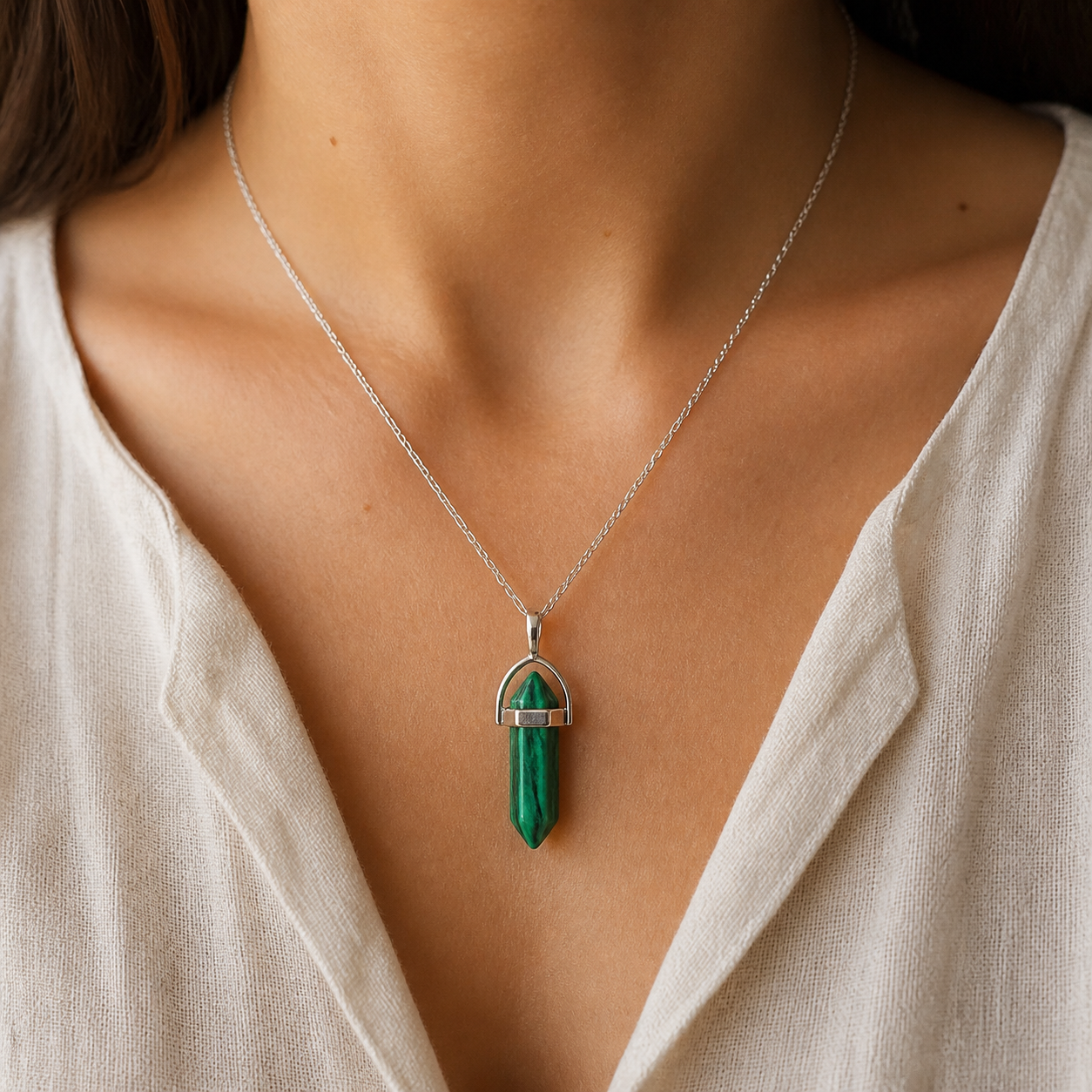 Pendentif Pointe - Malachite — bijou porté
