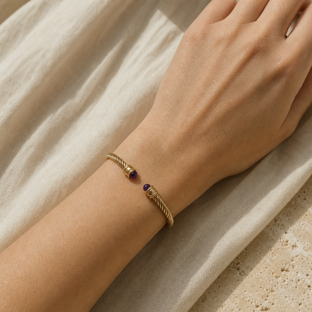 Bracelet Pierre de Naissance Février — Améthyste — vue en situation