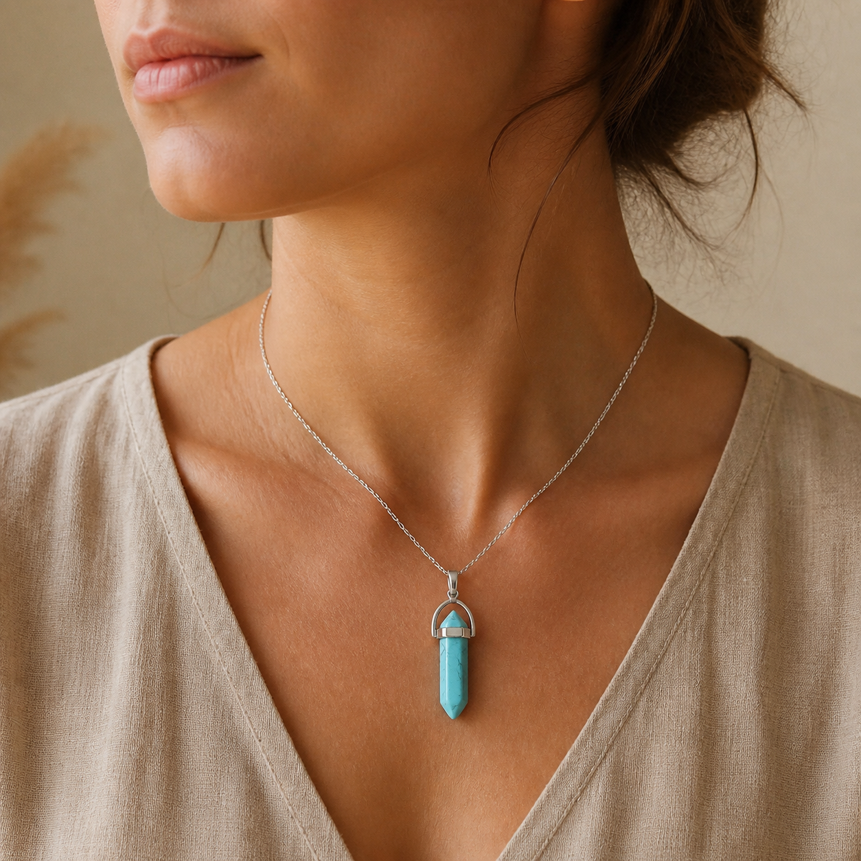 Pendentif Pointe - Turquoise — bijou porté