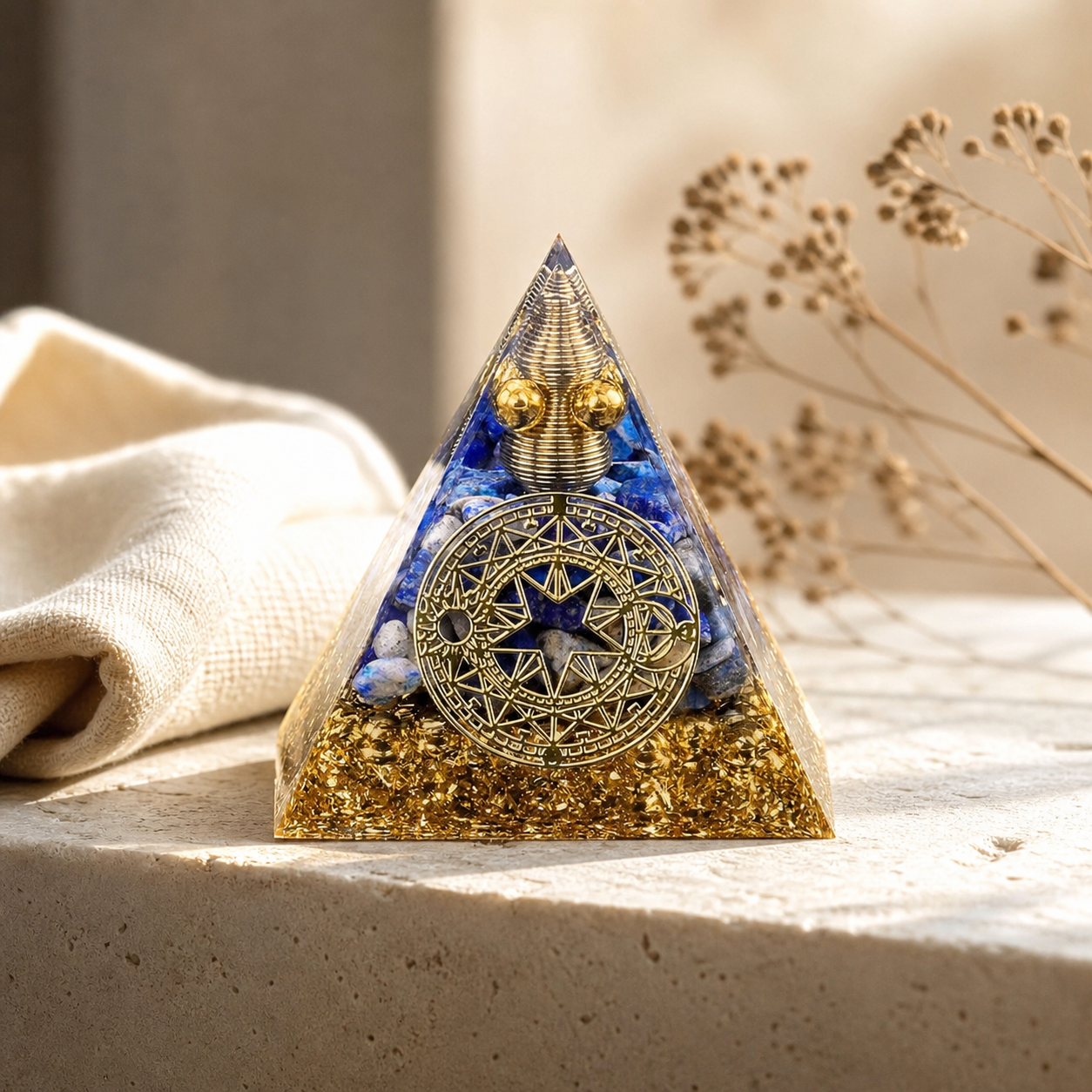 Pyramide Orgonite Arbre de Vie - Lapis-Lazuli — vue en situation