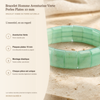 Bracelet Homme Aventurine Verte — Perles Plates 10 mm — fiche descriptive