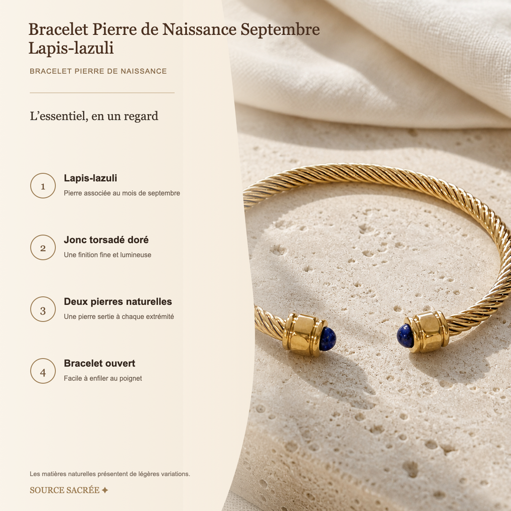 Bracelet Pierre de Naissance Septembre — Lapis-lazuli — fiche descriptive