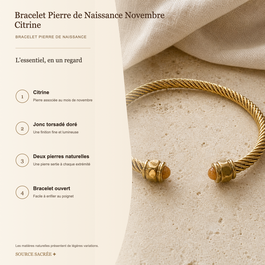Bracelet Pierre de Naissance Novembre — Citrine — fiche descriptive