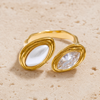 Bague Nacre Toi et Moi — vue macro ou variantes