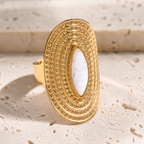 Bague Quartz Blanc Bouclier — vue macro ou variantes