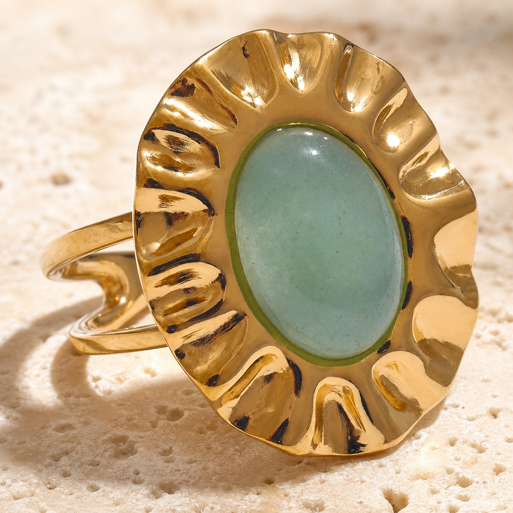 Bague Aventurine Verte Soleil — vue macro ou variantes