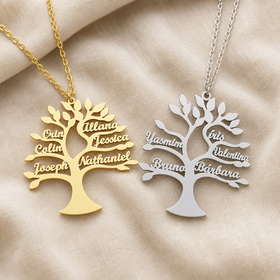 Collier Arbre de Vie Personnalisé 1 à 6 Prénoms en Acier