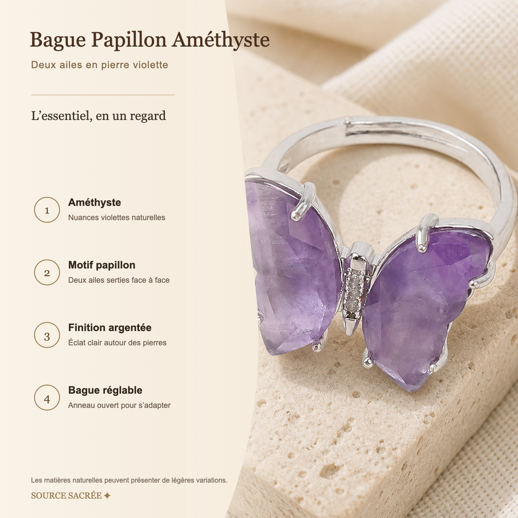 Bague Papillon Améthyste — fiche descriptive