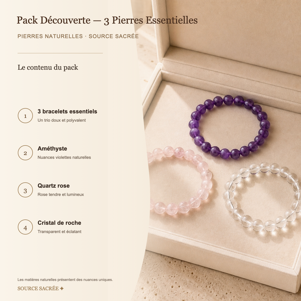 Pack Découverte - 3 Pierres Essentielles — fiche descriptive
