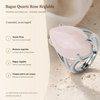 Bague Quartz Rose Réglable — fiche descriptive