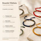 Bracelet Tibétain Tressé Main & Perle Mantra Gravée — fiche descriptive