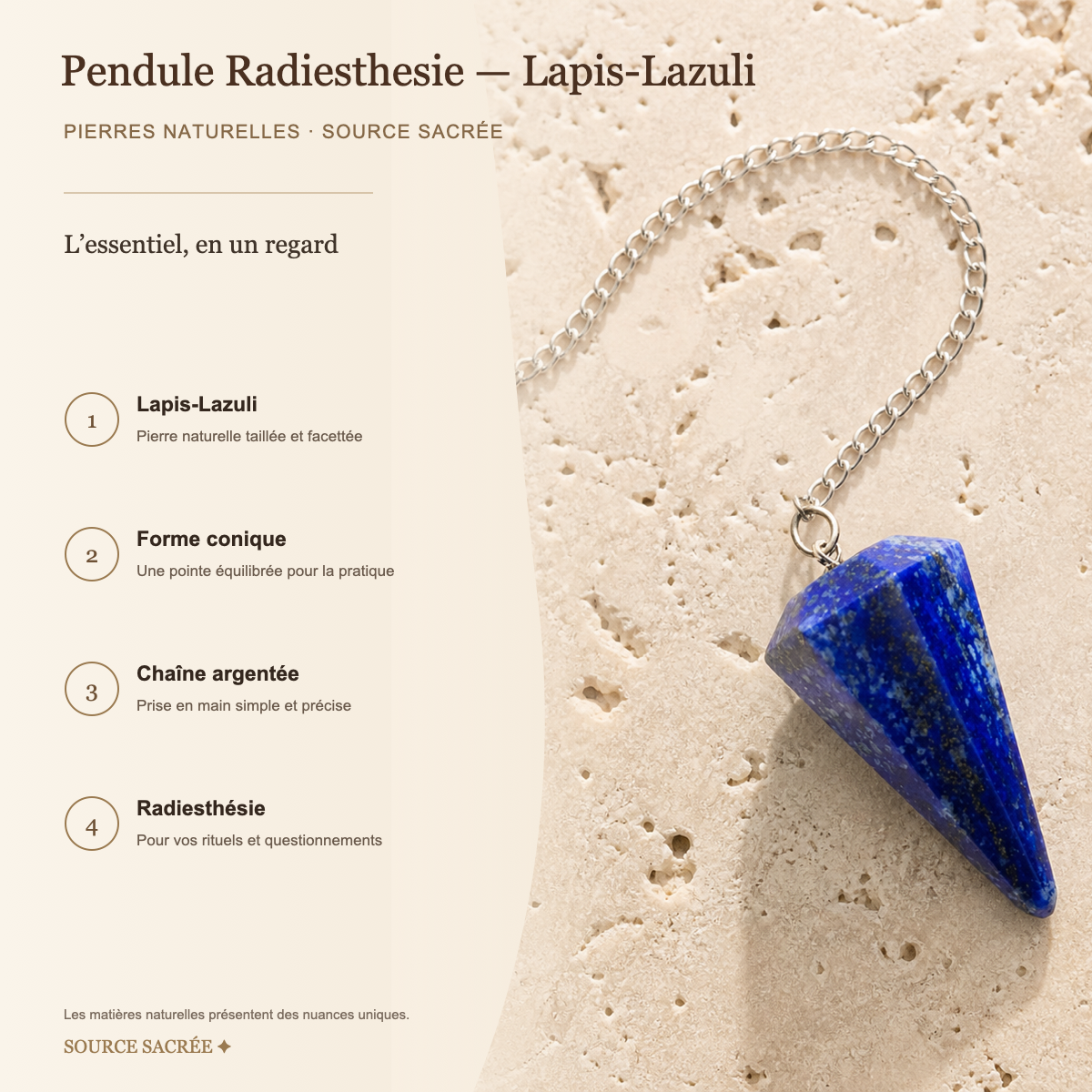 Pendule Radiesthesie - Lapis-Lazuli — fiche descriptive