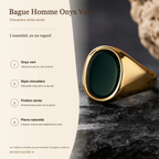 Bague Homme Onyx Vert Sertie — fiche descriptive
