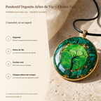 Pendentif Orgonite Arbre de Vie - Chakra Vert — fiche descriptive