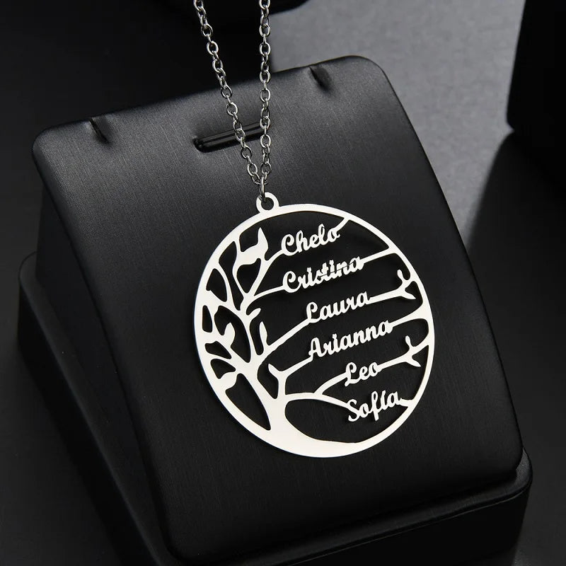 Collier arbre de vie personnalisé version sans cristaux, finition dorée