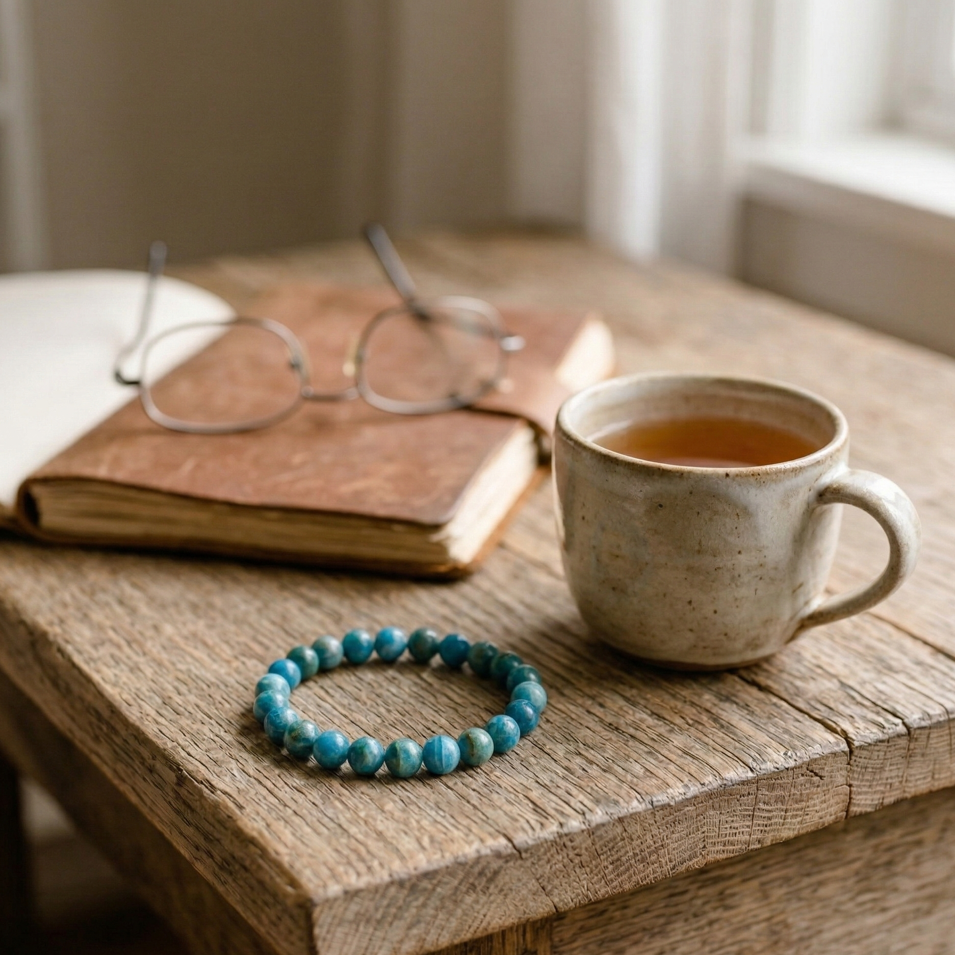 Bracelet apatite bleue collection pierres naturelles lithotherapie