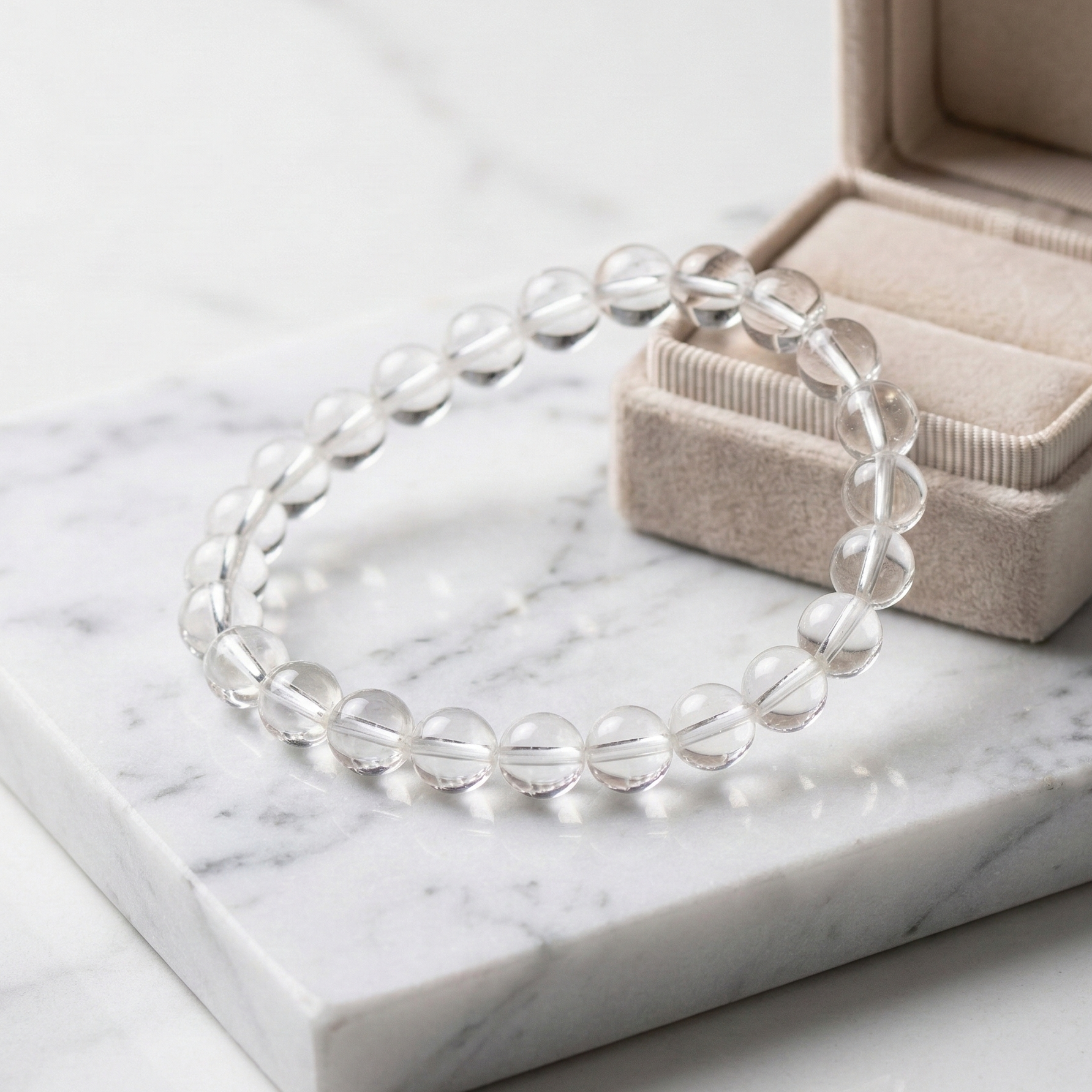 Bracelet cristal de roche pierre naturelle perles 8mm lithothérapie