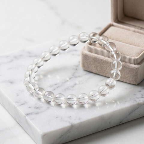 Bracelet cristal de roche pierre naturelle perles 8mm lithothérapie