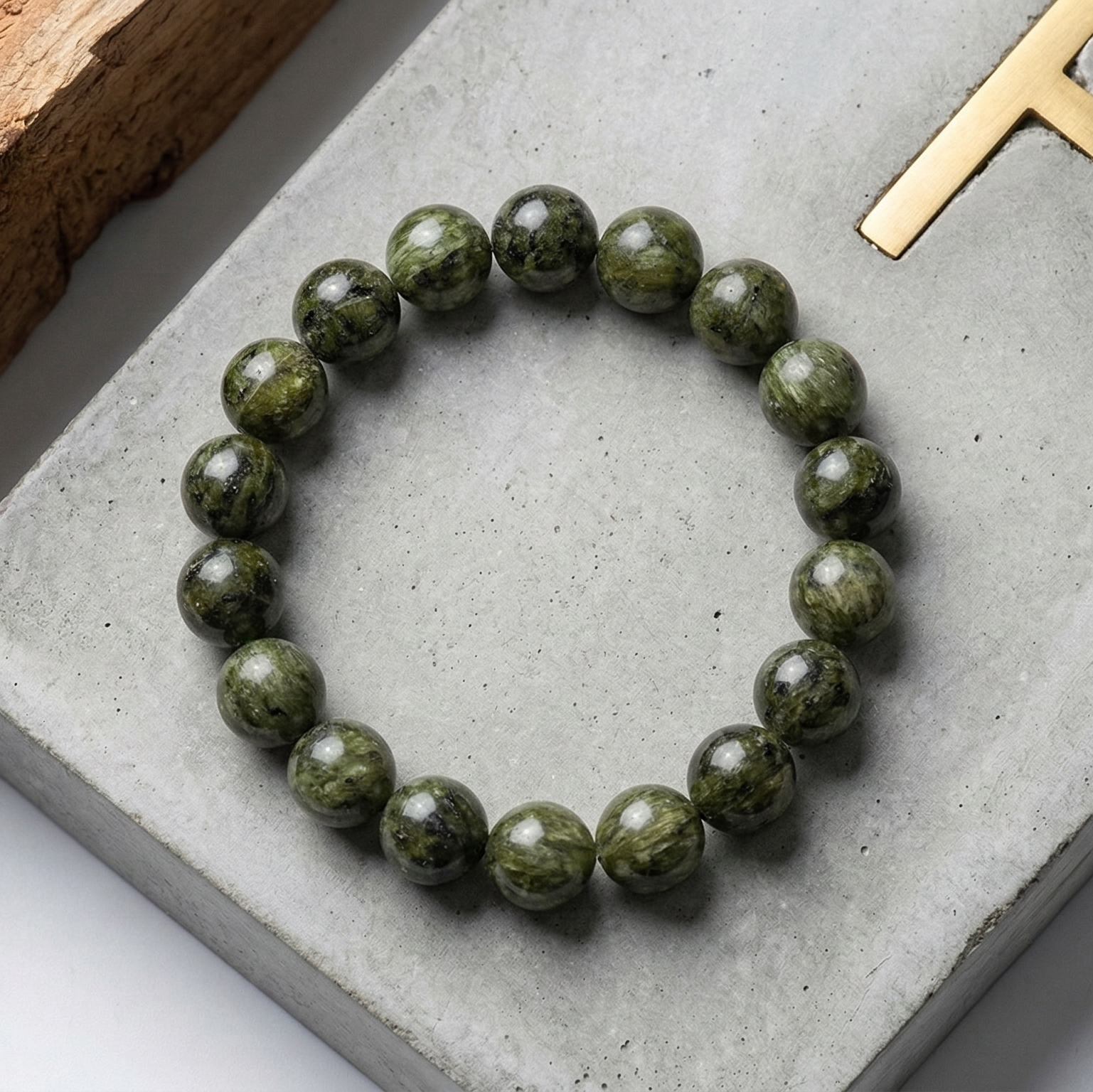 Bracelet épidote perles 8mm vert naturel - lithothérapie