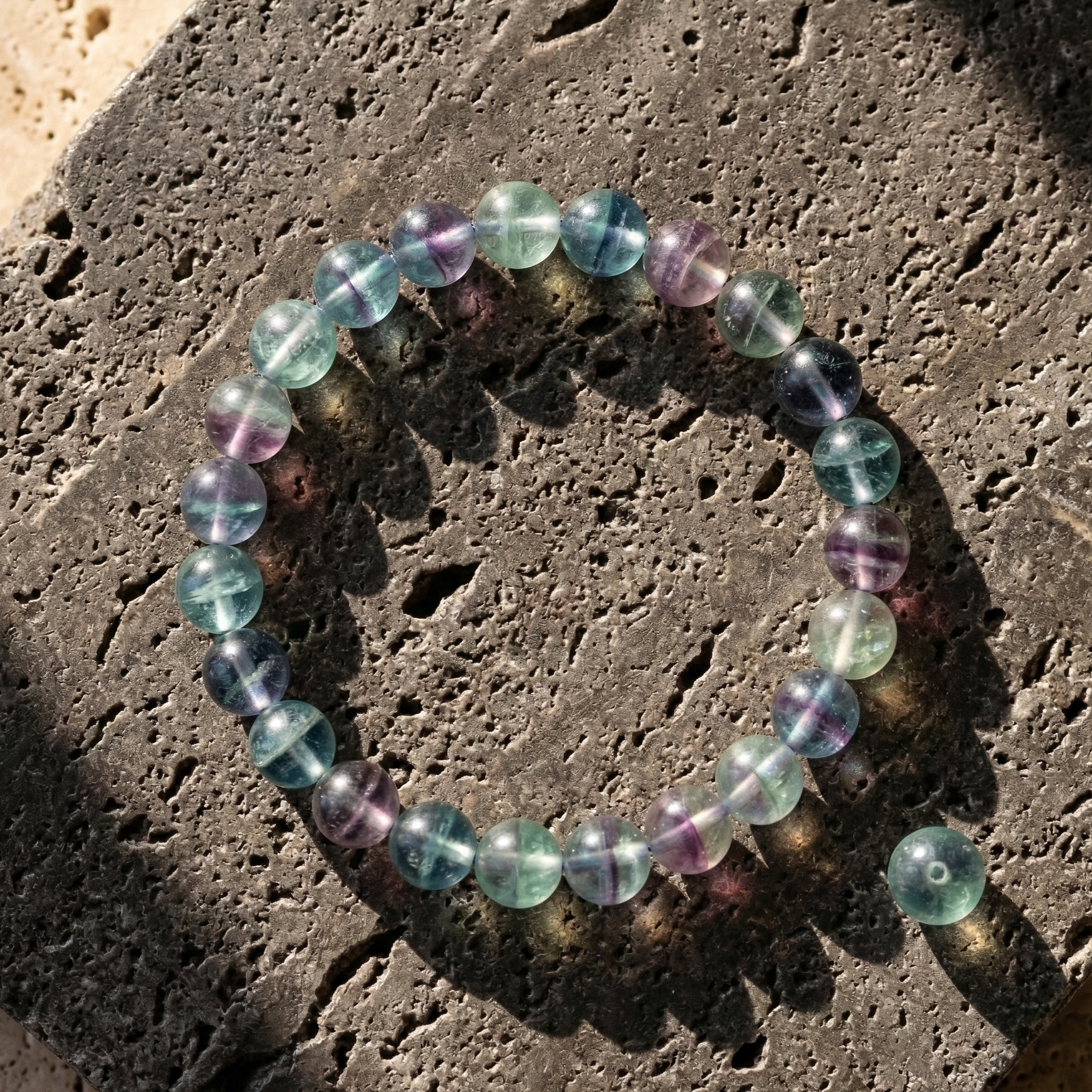 Bracelet fluorite pierre naturelle perles 8mm lithothérapie