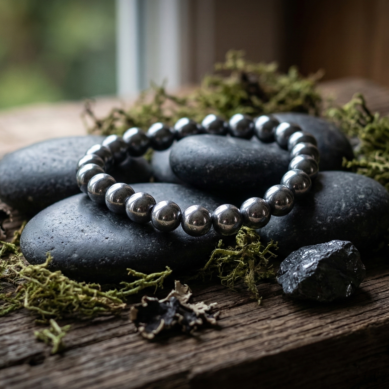 Bracelet hématite pierre naturelle perles 8mm lithothérapie