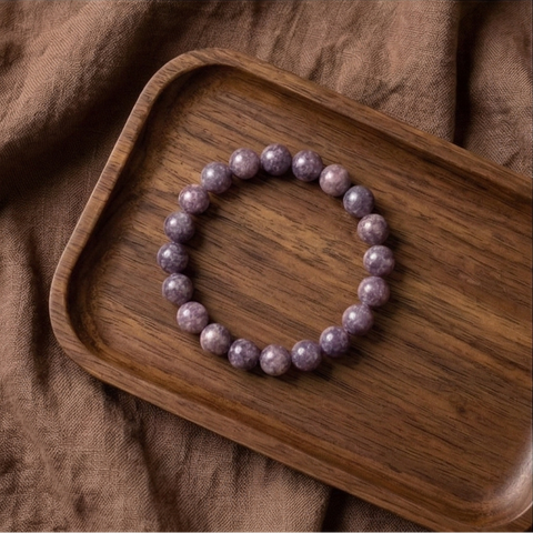 Bracelet lepidolite pierre naturelle perles 8mm lithotherapie