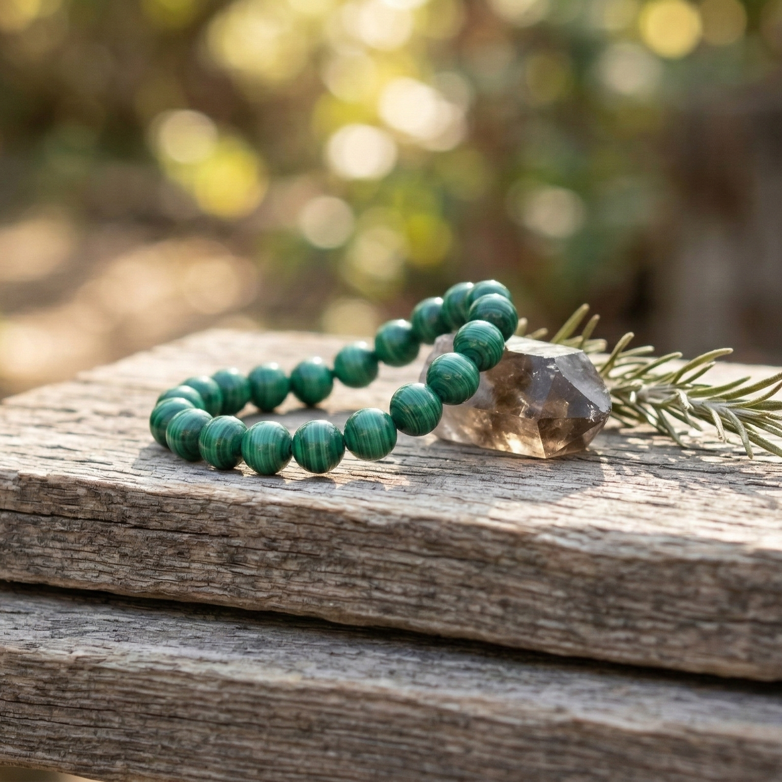 Bracelet malachite pierre naturelle perles 8mm lithothérapie