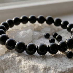 Bracelet Onyx Noir - Pierre Naturelle Perles 8mm